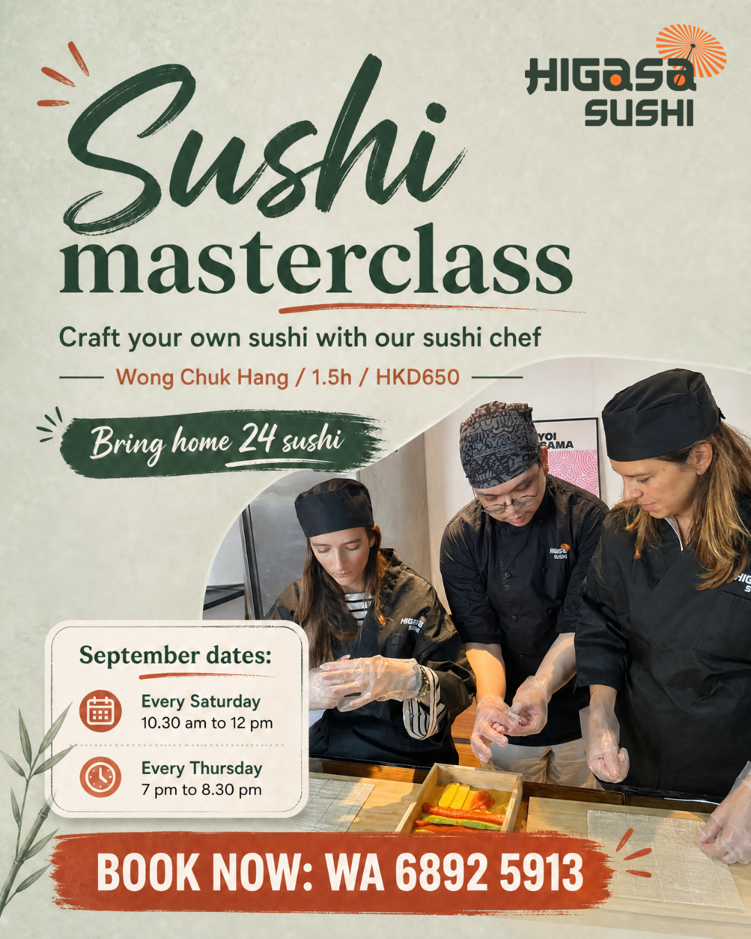 New September dates are now open for our Sushi Masterclass!